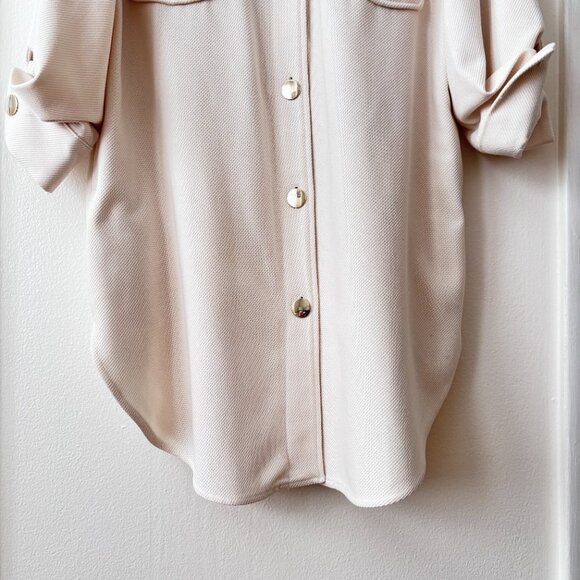 Zara Long Overshirt in Cream - Picture 5 of 8